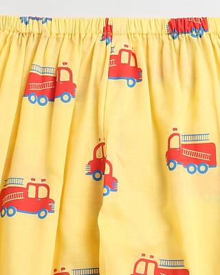 yellow red  hand screen printed unisex sleepwear set- set of 2 5