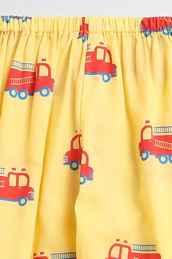 yellow red  hand screen printed unisex sleepwear set- set of 2