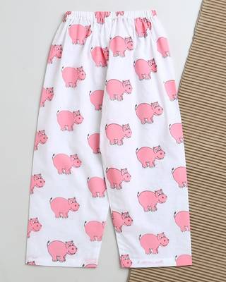 white pink  hand screen printed unisex sleepwear set- set of 2 4