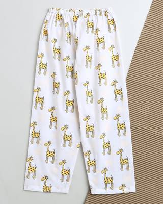 white yellow hand screen printed unisex sleepwear set- set of 2 4