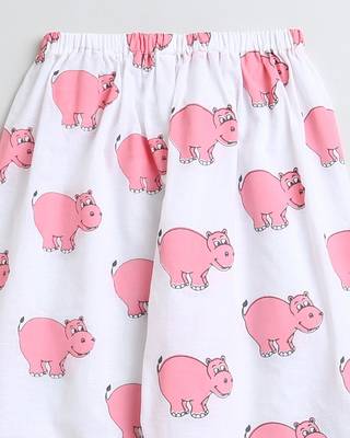 white pink  hand screen printed unisex sleepwear set- set of 2 5