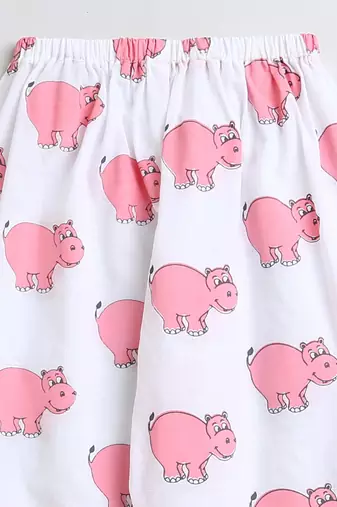 white pink  hand screen printed unisex sleepwear set- set of 2
