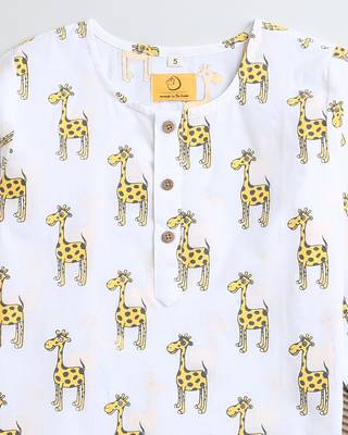 white yellow hand screen printed unisex sleepwear set- set of 2 5
