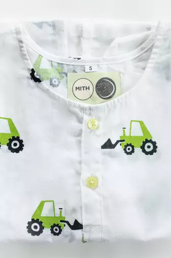 white green hand screen printed unisex sleepwear set- set of 2
