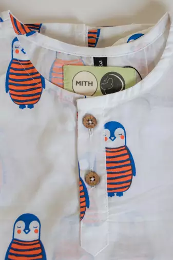 white multicolor hand screen printed unisex sleepwear set- set of 2
