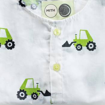 white green hand screen printed unisex sleepwear set- set of 2 5