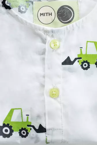 white green hand screen printed unisex sleepwear set- set of 2
