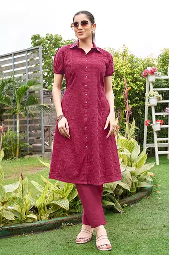 Women Schiffli Cotton Top With Trouser