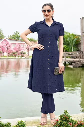 Women Schiffli Cotton Top With Trouser