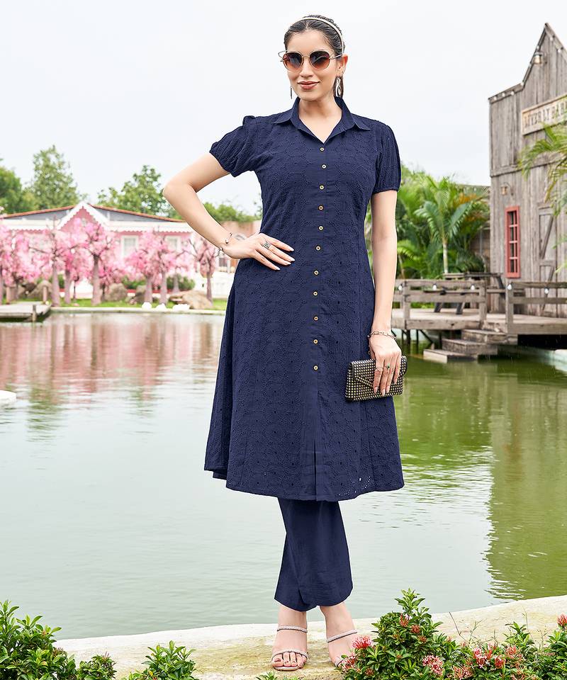 Women Schiffli Cotton Top With Trouser