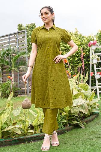 Women Schiffli Cotton Top With Trouser