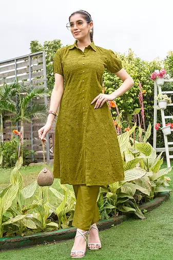 Women Schiffli Cotton Top With Trouser