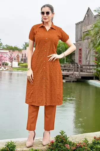 Women Schiffli Cotton Top With Trouser