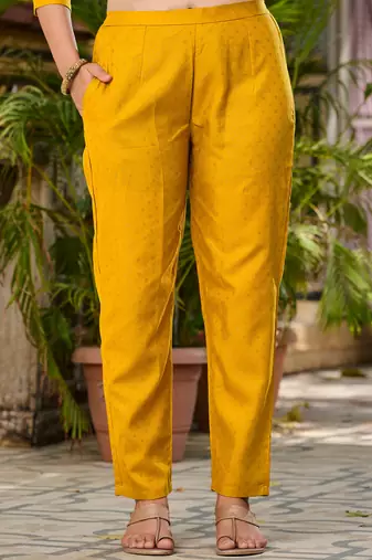 Viscose Rayon Mustard Color Embroidery Kurta Set