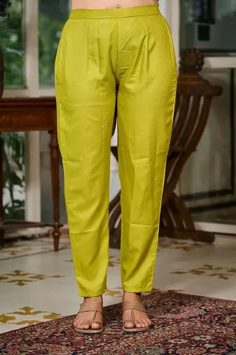 Viscose Rayon Lemon Yellow Color Embroidery Kurta Set