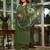 Olive Green Kurta Set with Embroidered Neckline & Floral Dupatta