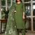 Olive Green Kurta Set with Embroidered Neckline & Floral Dupatta