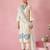 Ivory Kurta Set with Blue Floral Embroidery & Dupatta     Elegant Ethnic Wear for Women
