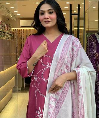 Baby Pink Floral Kurta Set with Printed Dupatta     Elegant Ethnic Wear for Women 4