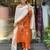 Rust Orange Floral Kurta Set with Printed Dupatta     Elegant Ethnic Wear for Women