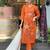Rust Orange Floral Kurta Set with Printed Dupatta     Elegant Ethnic Wear for Women