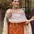 Rust Orange Floral Kurta Set with Printed Dupatta     Elegant Ethnic Wear for Women