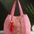 folklore edit flamingo pink cotton diamond beaded hobo bag