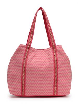 folklore edit flamingo pink cotton diamond beaded hobo bag 6