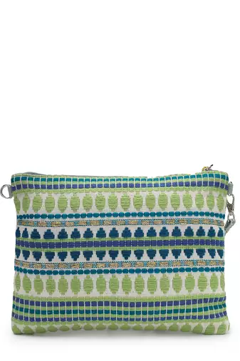 thread bloom pastel green cotton floral embroidered sling bag