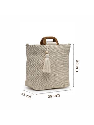 earth edit natural cotton chevron woven handheld bag 5