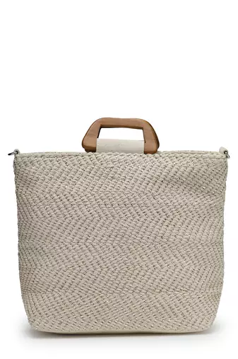 earth edit natural cotton chevron woven handheld bag