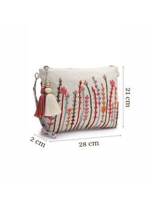 thread bloom natural cotton floral embroidered sling bag 5