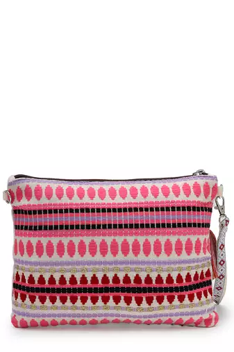 thread bloom natural cotton floral embroidered sling bag