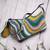 wave stitch blue canvas abstract beaded sling bag