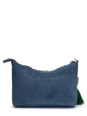 wave stitch blue canvas abstract beaded sling bag 6