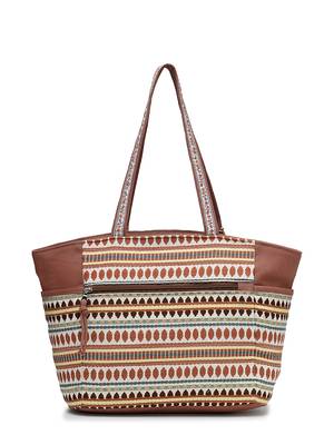 thread bloom coffee brown cotton floral embroidered tote bag 6