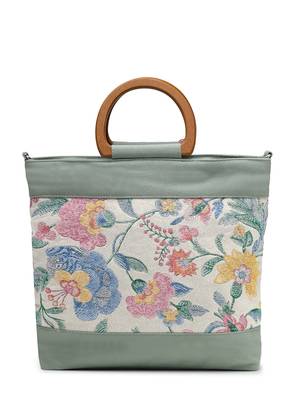 petal posh sage green cotton botanical embellished handheld bag 6
