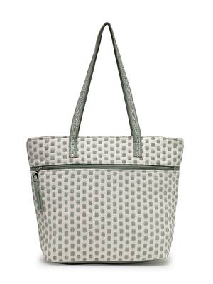 earth edit sage green cotton geometric jacquard tote bag 6