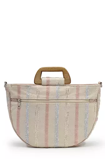 boho natural & pastel cotton ethnic embellished handheld bag