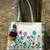 kooky natural & multi jacquard boho floral embroidered tote bag