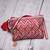 boho bright pink cotton chevron beaded sling bag