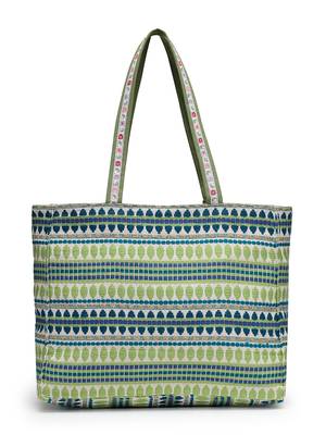 kooky natural & multi jacquard boho floral embroidered tote bag 6