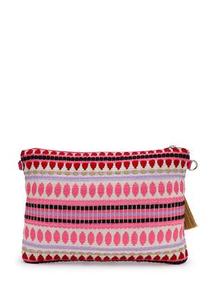 boho bright pink cotton chevron beaded sling bag 6
