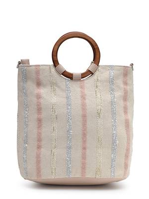 boho natural & pastel cotton striped jacquard handheld bag 6