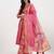 Yufta pink floral print cotton anarkali kurta trouser dupatta set one pocket kurta