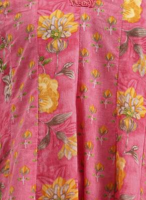 pink floral print cotton anarkali kurta trouser dupatta set one pocket kurta 4