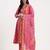 Yufta pink floral print cotton anarkali kurta trouser dupatta set one pocket kurta