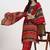 Yufta red and black floral natural silk crepe a-line have a lining kurta palazzo dupatta set