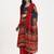 Yufta red and black floral natural silk crepe a-line have a lining kurta palazzo dupatta set