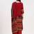 Yufta red and black floral natural silk crepe a-line have a lining kurta palazzo dupatta set